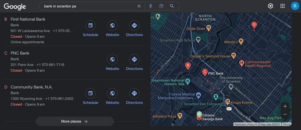 bank in scranton local seo